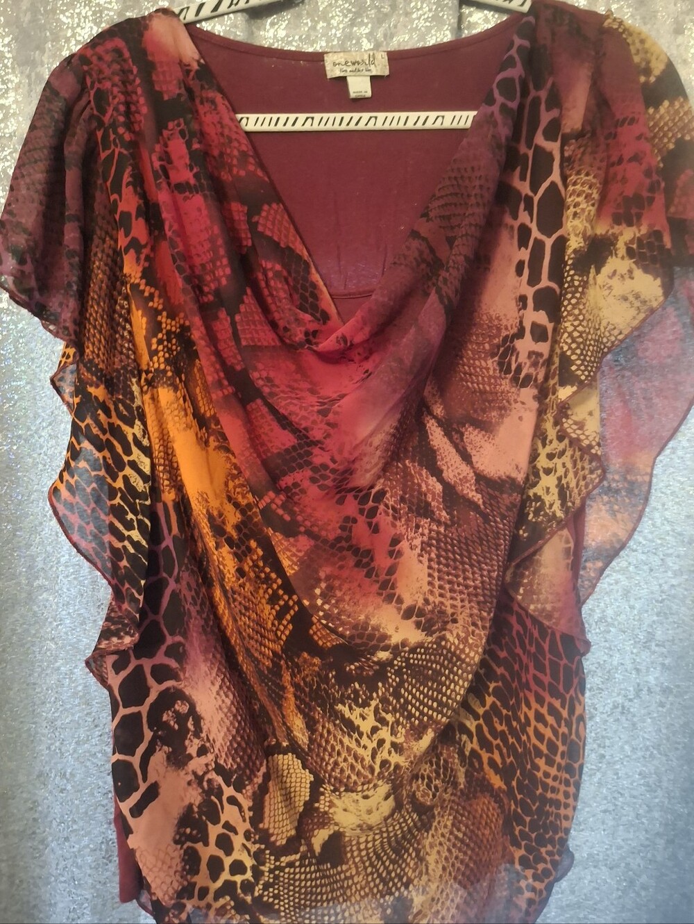Sami & Jo Multicolor Draped Animal-Print Blouse